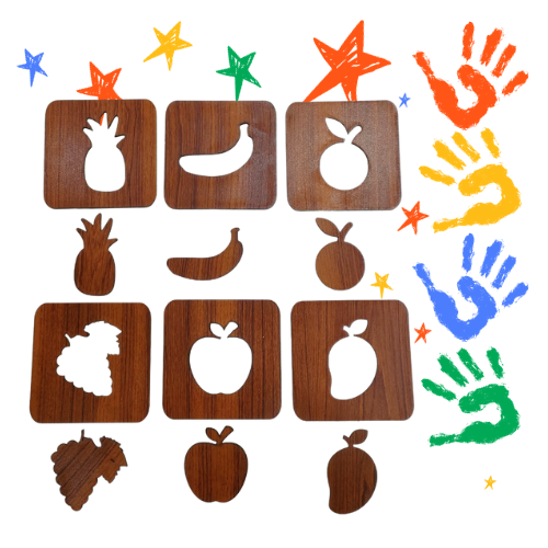 Kids Fruit Drawing Stencils and Puzzles–