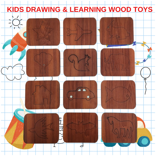 Kids Wooden Drawing Stencils and puzzles–
