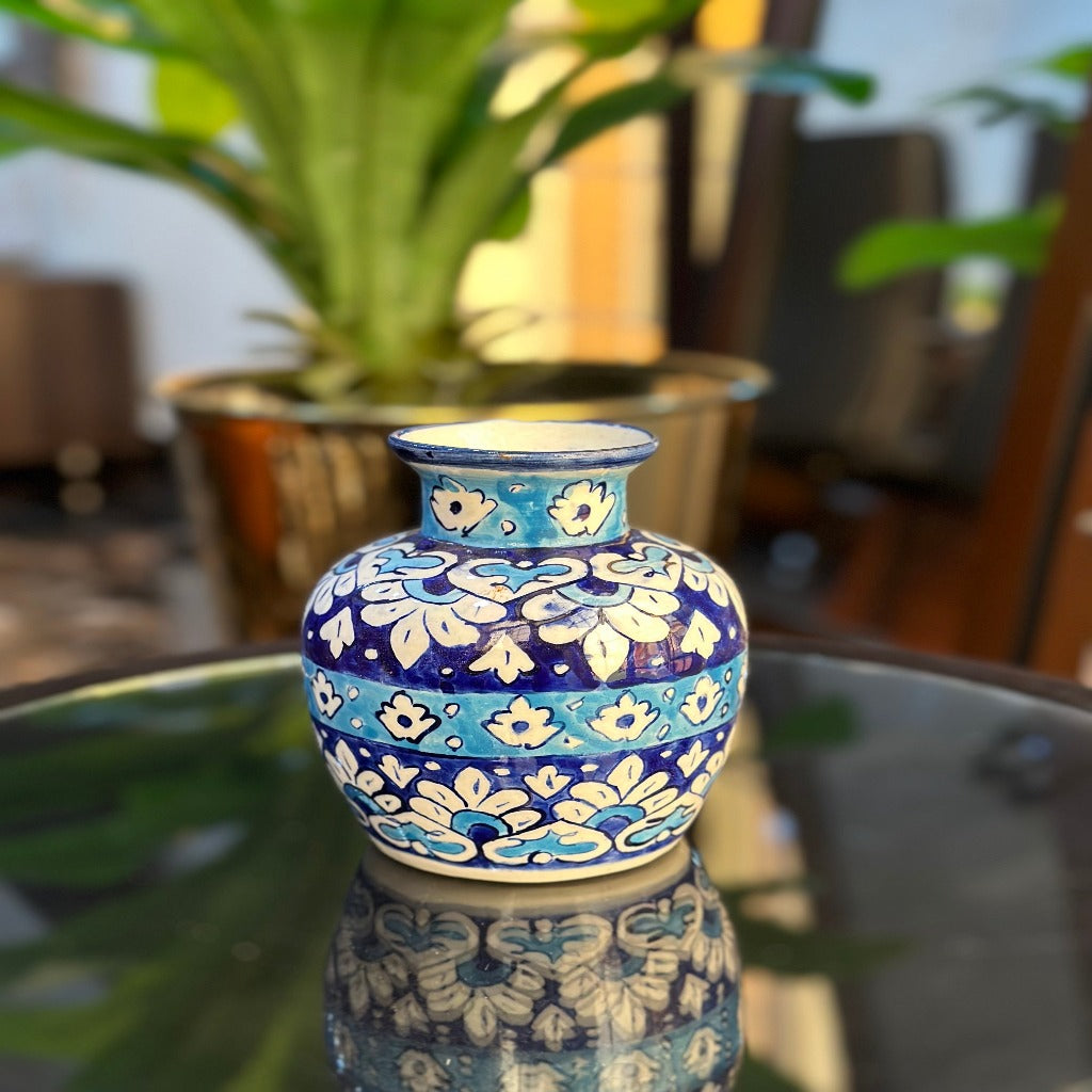 Exquisite Handcrafted Blue Pottery Vase